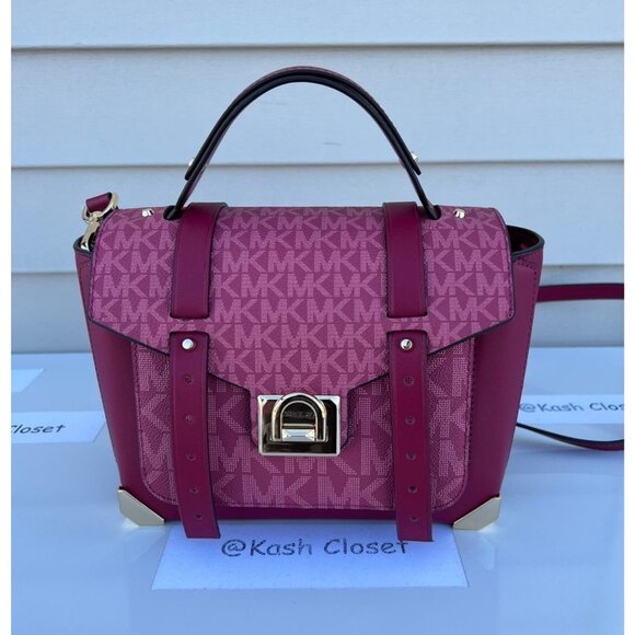 Michael Kors satchel manhattan medium leather berry - Picture 5 of 11